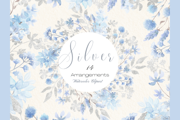 Download Watercolor Silverblue Floral Clipart Set - Floral clipart Collection