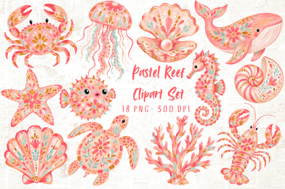 Download Pastel Reef Clipart Set PNG - Clipart set png Collection