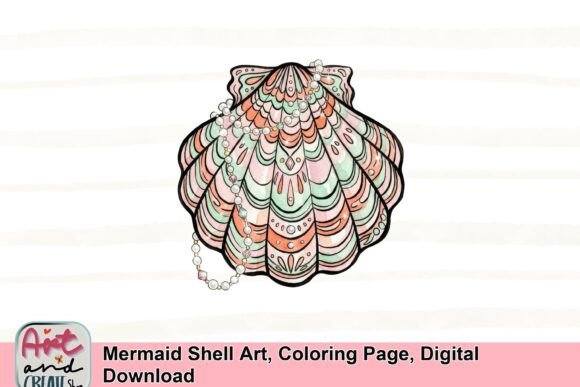 Download Mermaid Shell Art, Coloring Page, Digital Download - Premium Resources