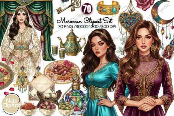 Download Moroccan Night Glam Clipart Set PNG - Clipart set png Collection