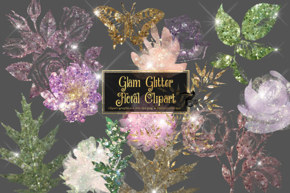 Download Glam Glitter Floral Clipart - Floral clipart Collection